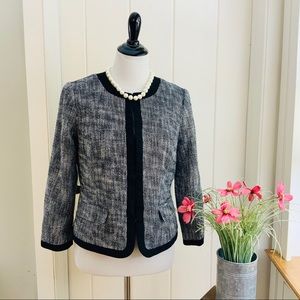 TALBOTS Black White Nubby Career Blazer Jacket